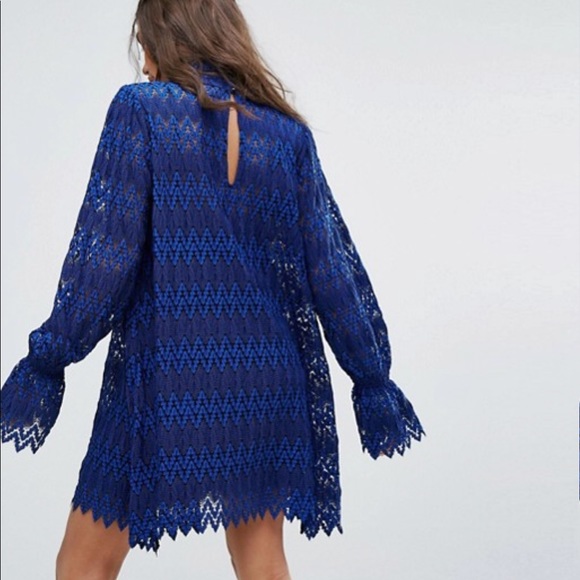 Free People blue lace and black dress - Picture 2 of 6